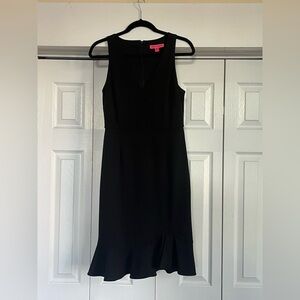 Betsey Johnson Black Midi Dress with Ruffle Hem
